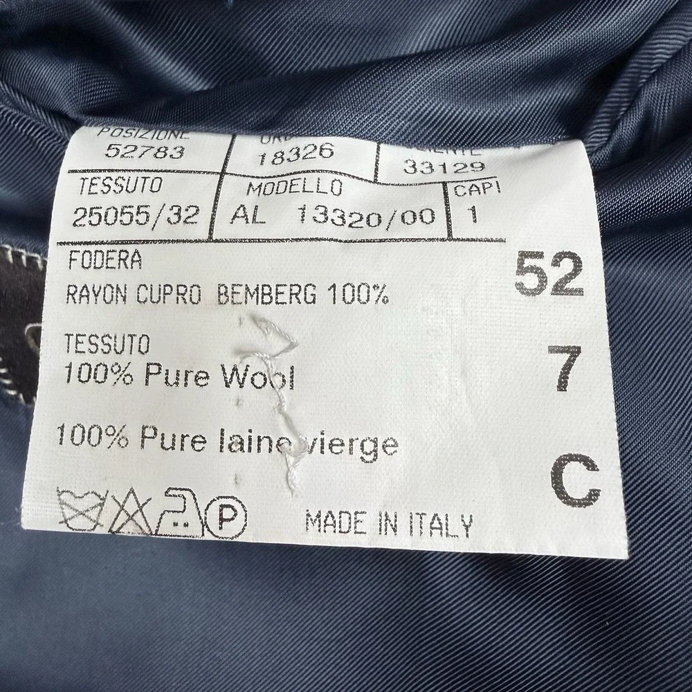 Canali‎ Blazer Mens 42R Blue Micro Check 3-Button 100% Wool Sport Coat Italy